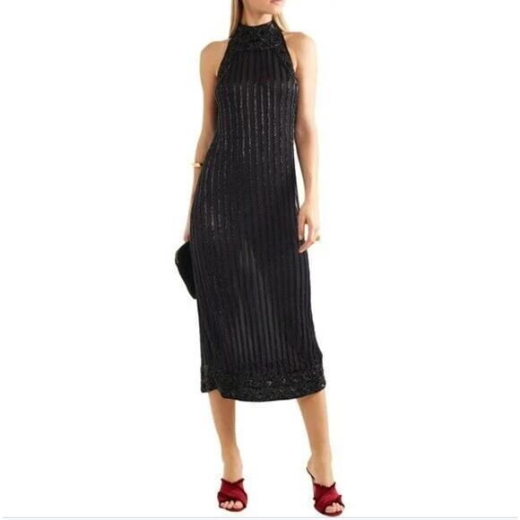 SALE!!!Ganni Quincy Beads Dress Total Eclipse Size 34 or XS-S - Picture 1 of 11